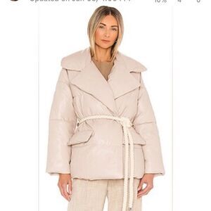 A.L.C. Liam Faux Leather Puffer Jacket Size Small in Fog Cream NEW with tags
